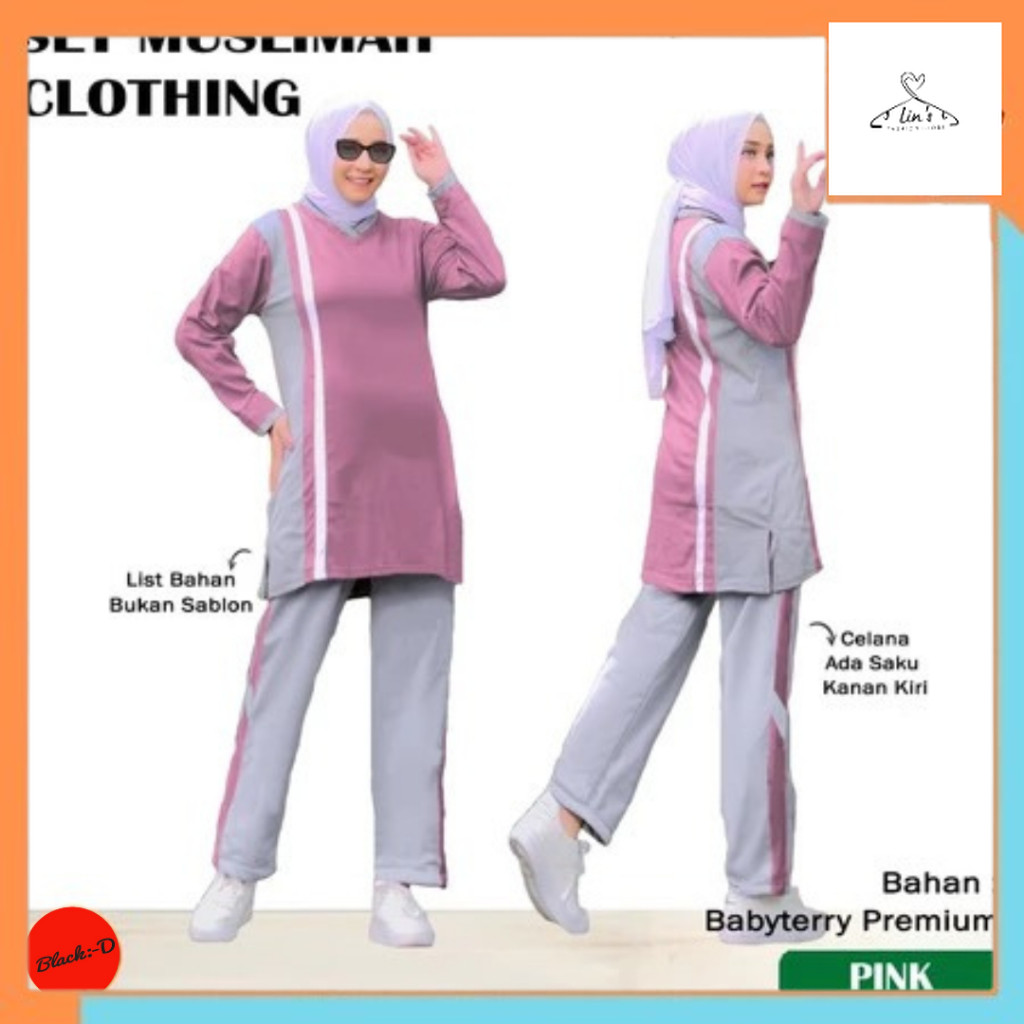Outfit olahraga BLADO SET MUSLIMAH CLOTHING Setelan Training Olahraga Wanita Muslimah Lengan Panjang