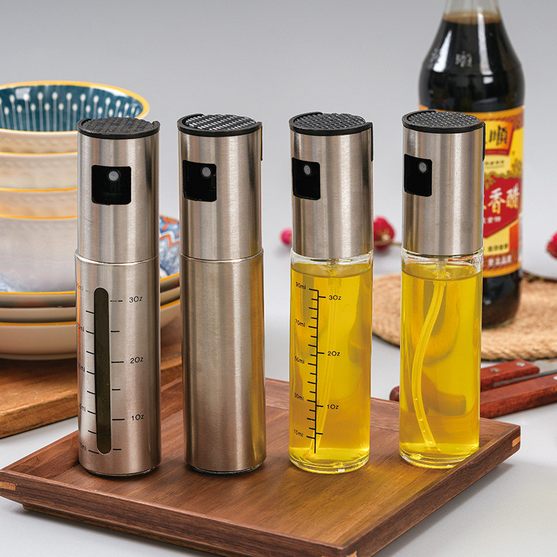 100ML Stainless Steel Oil Bottle Dispenser Barbecue Oil Bottle Squeeze Bottle Seasoning Bottle with 