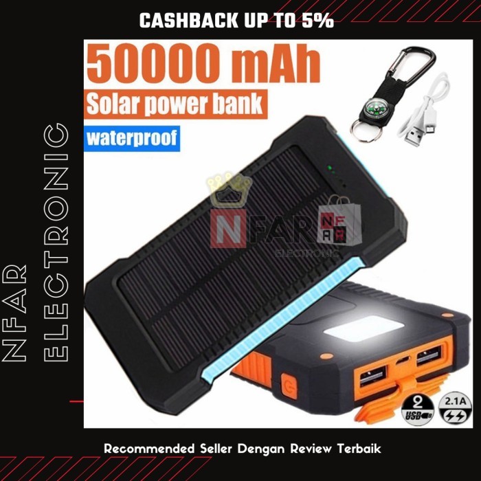 Powerbank Solar Cell 50000mah Power Bank Tenaga Matahari Travel USB