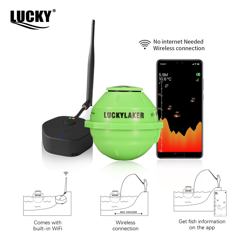 LUCKY FF916 WiFi Fish Finder Enhanced Edition 120M Distance 45M Depth Wireless Fishing Suitable for 