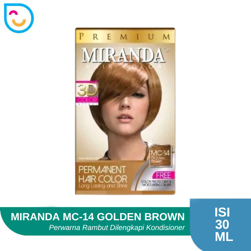 Miranda Hair Color MC-14 Golden Brown 30 Gr / Cat Rambut Permanen / Cat Rambut Halal / Pewarna Rambu