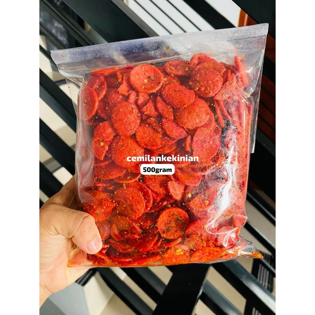 

sosreng/sosis goreng pedas daun jeruk 100gr 250gr 500gr