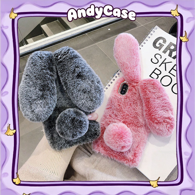 Casing hp For Realme Note 60 60x 70 4G Note 50 C51 C25 C25S C15 C12 C21 Casing Lucu Bulu-buru Kelinc