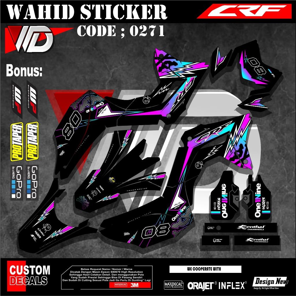Sticker Setiker Stiker Decal  (0271) Motor CRF ORI 150L TERBARU FULL BODY free reques design bisa re