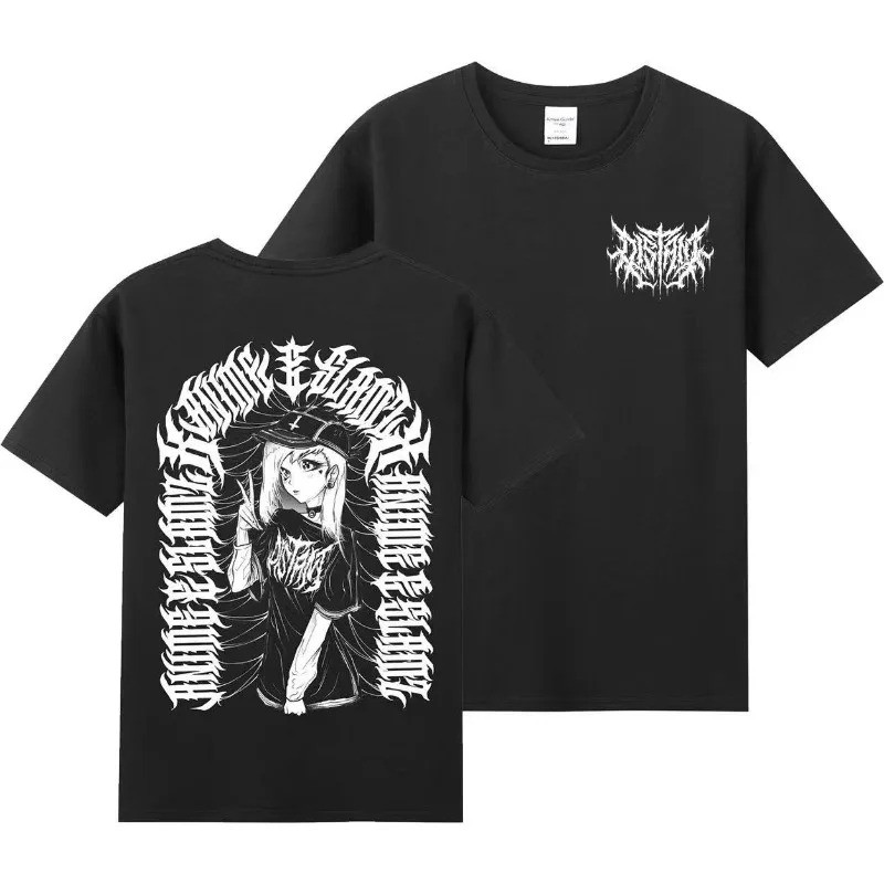 Kaos DISTANT Band Pria Musim Panas Leher Bulat Lengan Pendek Katun Nyaman Longgar Harajuku Pakaian P