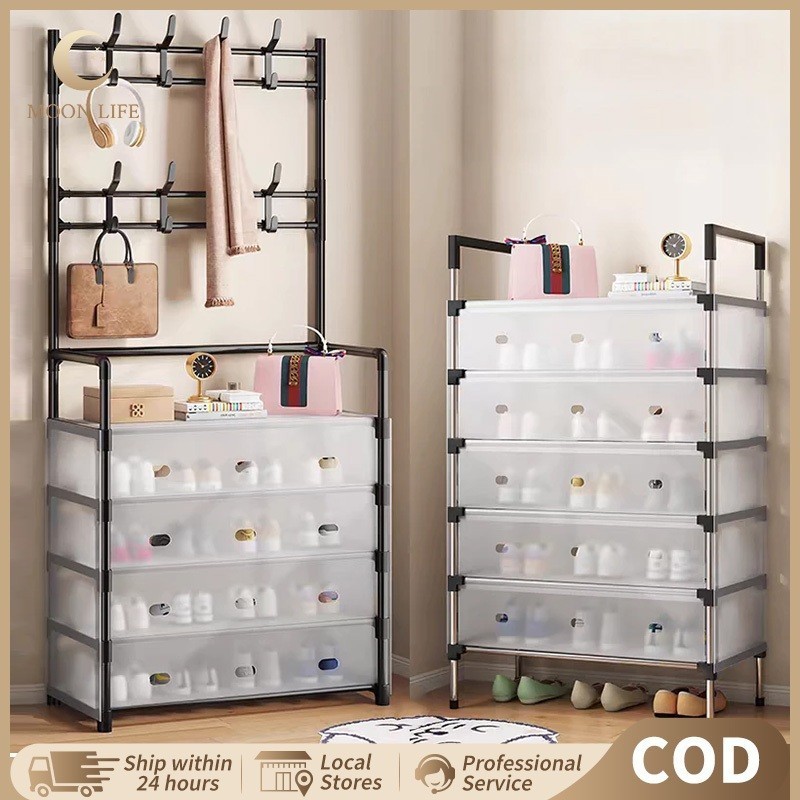 BROS Rak Topi Sepatu Sendal Rak Sepatu Lantai Rak Penyimpanan Tertutup Anti Debu Rak Sepatu Tahan