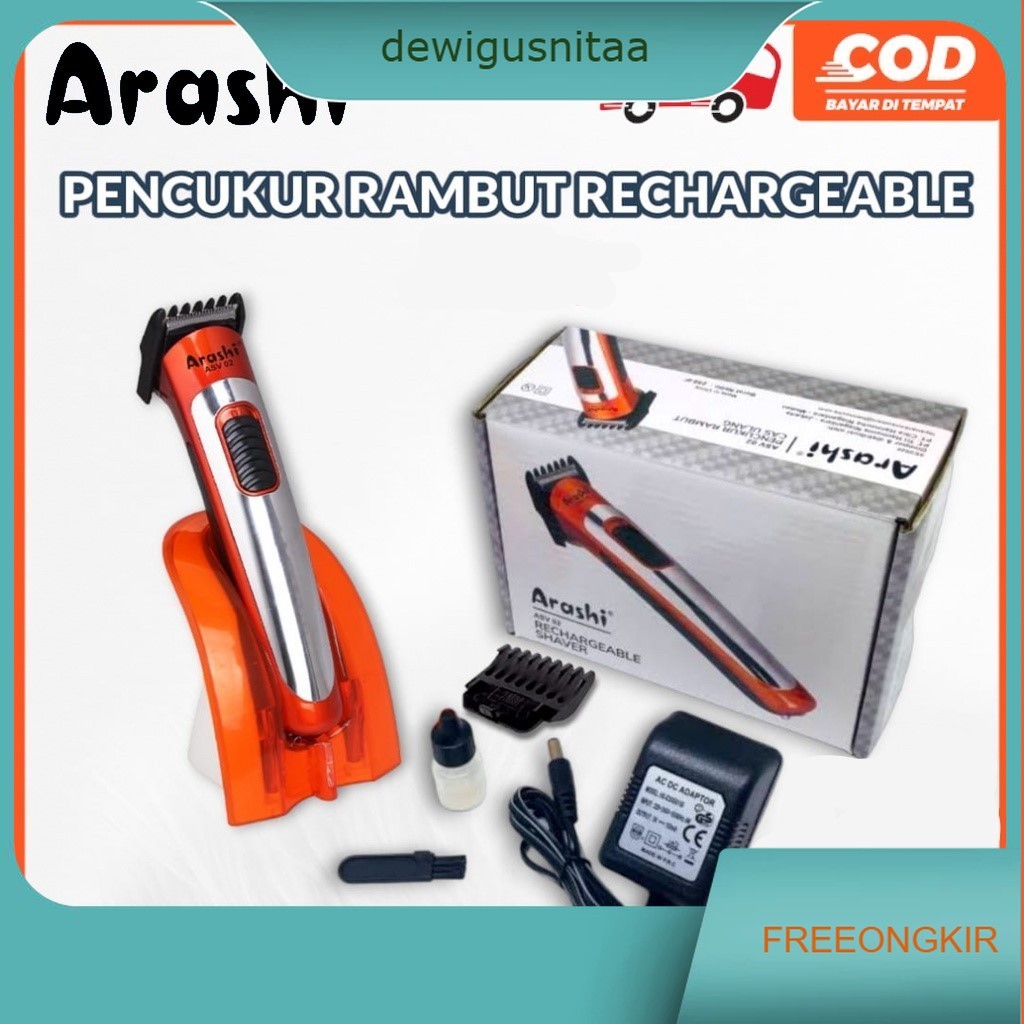 Alat Mesin Cukur Rambut Kabel Arashi Cas Ulang /alat potong rambut Portable / Alat Cukur Cas Ulang