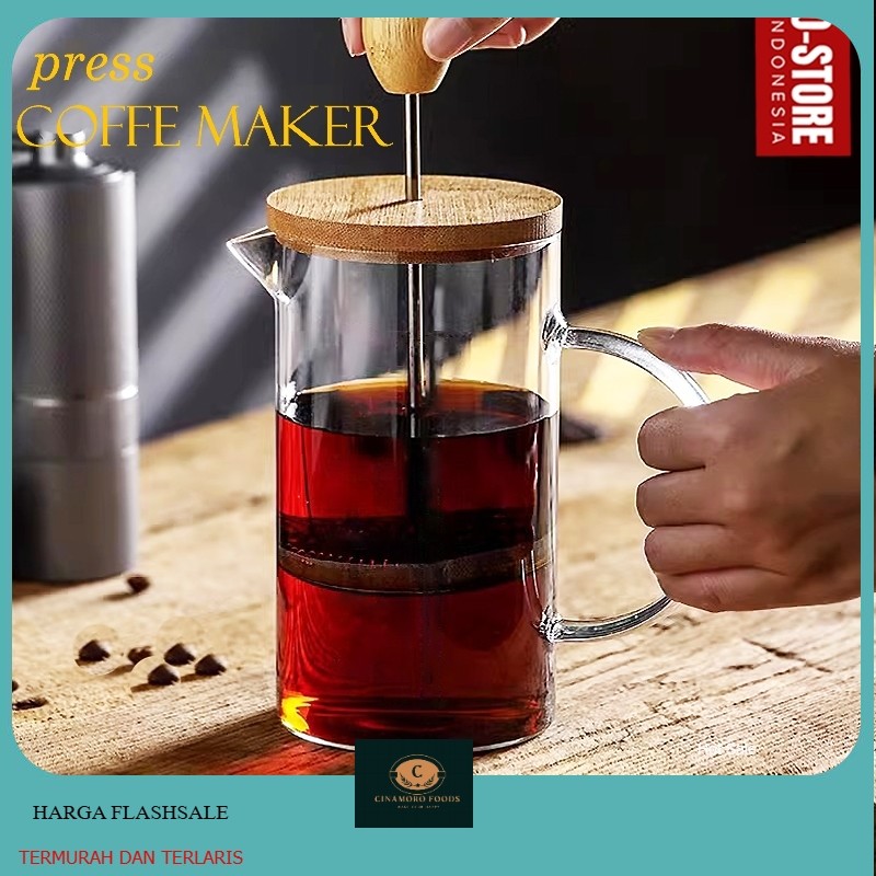 Teko Seduh Kopi Manual Kaca Press Coffe Maker Pembuat Kopi Manual French Press Teko Kopi Coffe Pot A