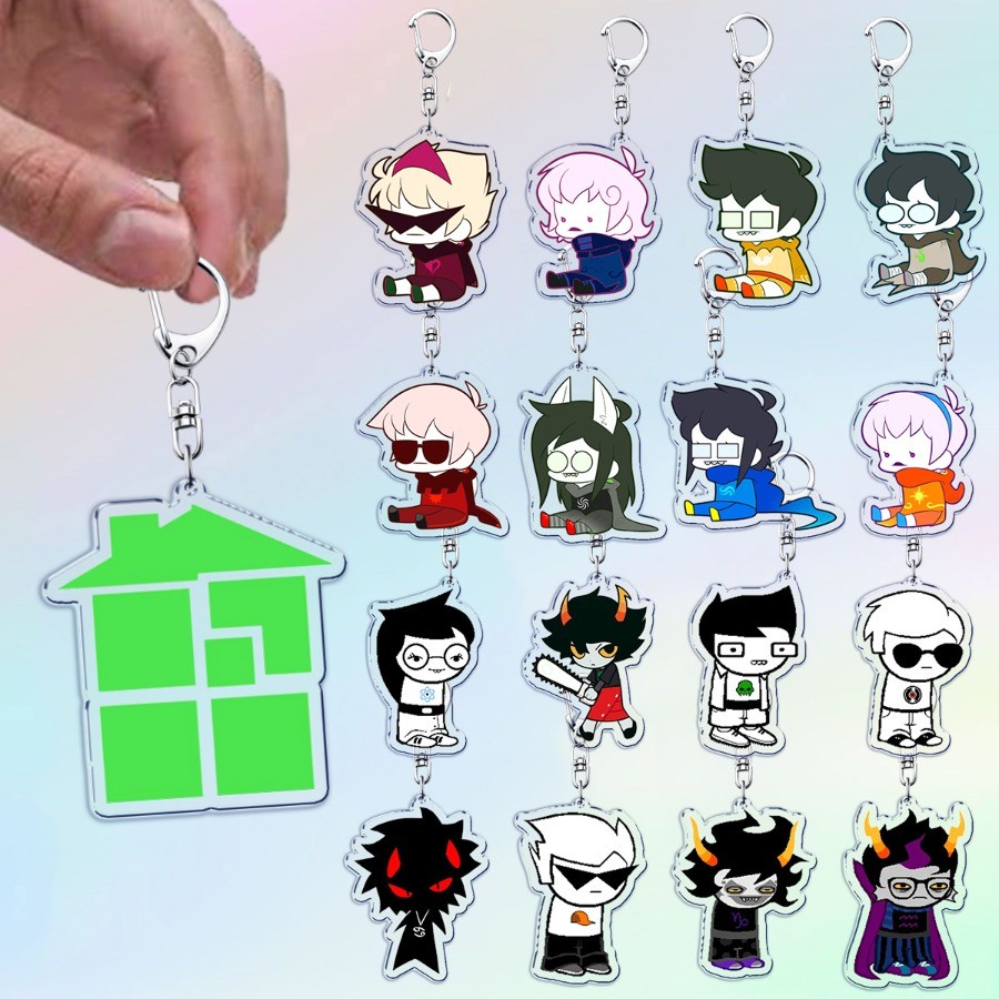 Cute Cartoon Homestuck Keychain Accessories Bag Charms Dave Strider John Egbert Karkat Womens Keyrin