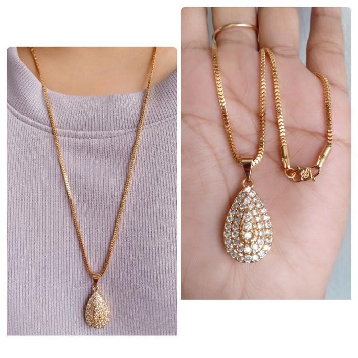 Kalung Milano Emas Asli 5gram Kadar 875 Model Liontin Labu Ada Surat