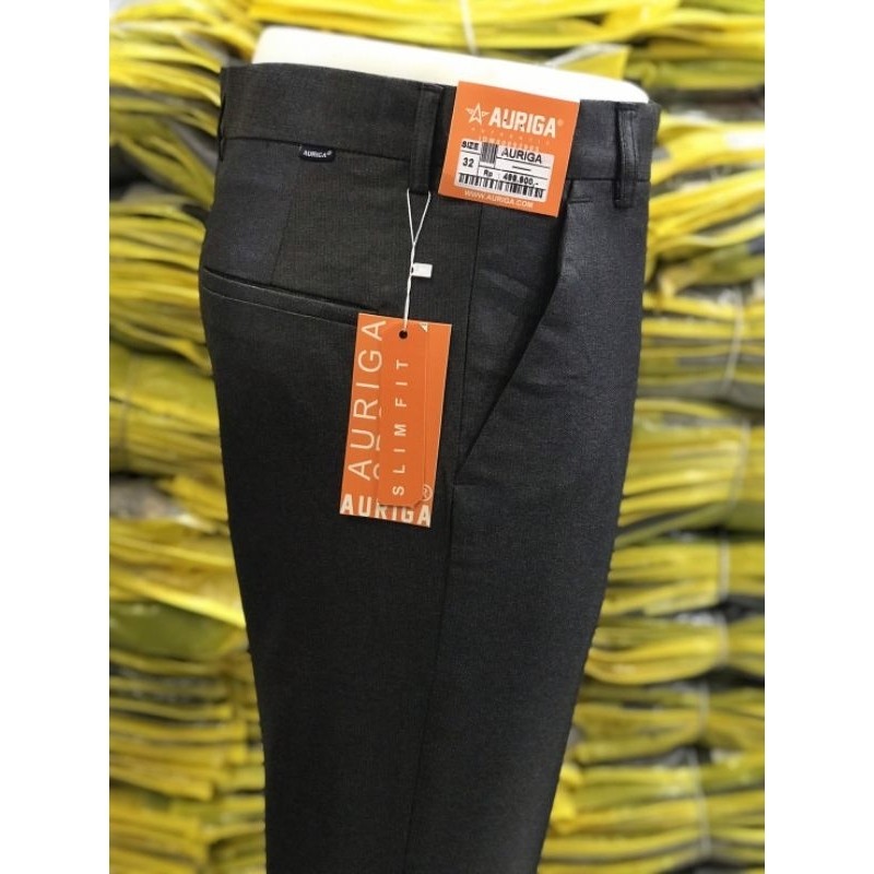 celana bahan dasar mengkilap slimfit pria / celana formal metalik pria slimfit /AURIGA