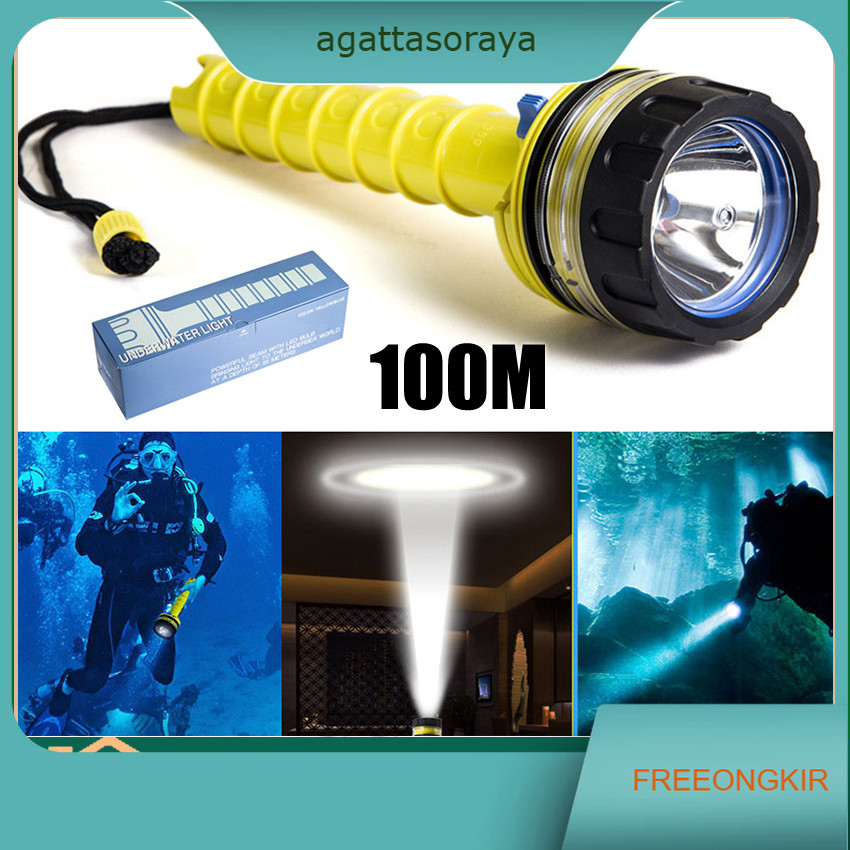LED Senter Selam Profesional Tahan Lama Lebih Dari 24 Jam Tahan Air Super Terang Senter Selam scuba 