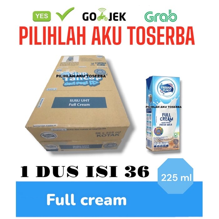 Susu Frisian Flag FULL CREAM 225 ml - (HARGA 1 DUS ISI 36 pcs)
