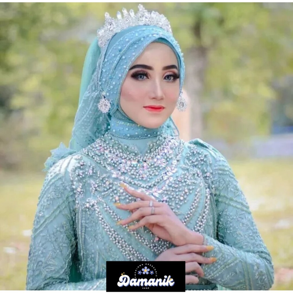mahkota pesta keristal warna warni pengantin kristal berlian imitasi set dengan anting pesta big siz