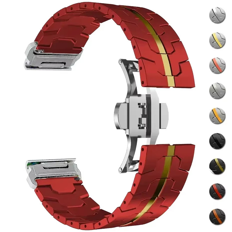 QuickFit Metal Strap For Garmin wat Fenix 5/5X/5XPlus/6/6XPro/7x/8 26 22mm Titanium Color Stainless 