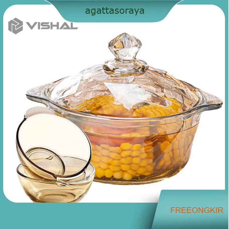 Pot Panci Stewing Soup Pot Borosilicate Glass / Tutup Berlian / Panci Kaca Transparant Anti Panas Bo