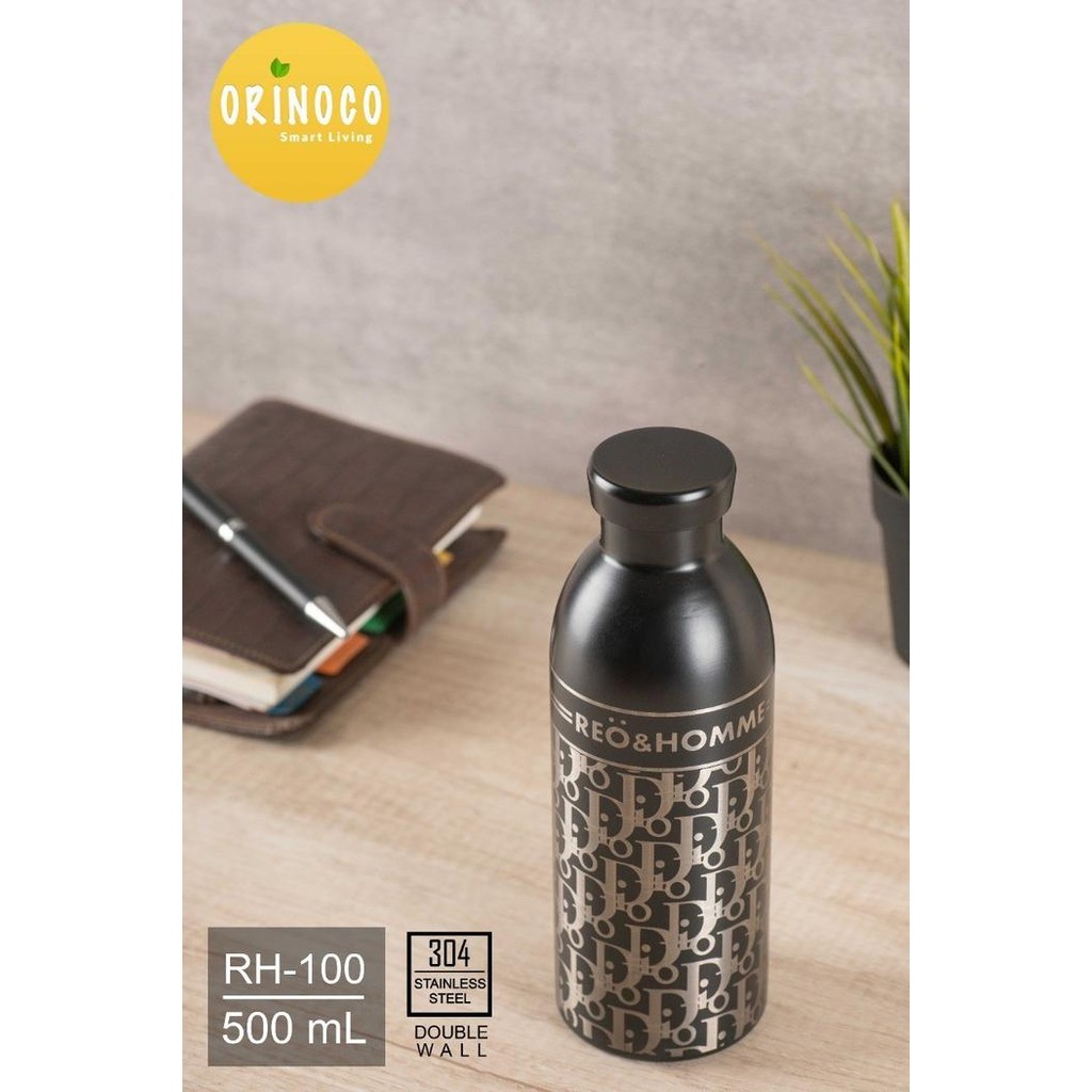 Tumbler stainlees Steel RH-100 Bottle Thermos Vacuum Flask Hot & Cold 500ML - Dior black 0110