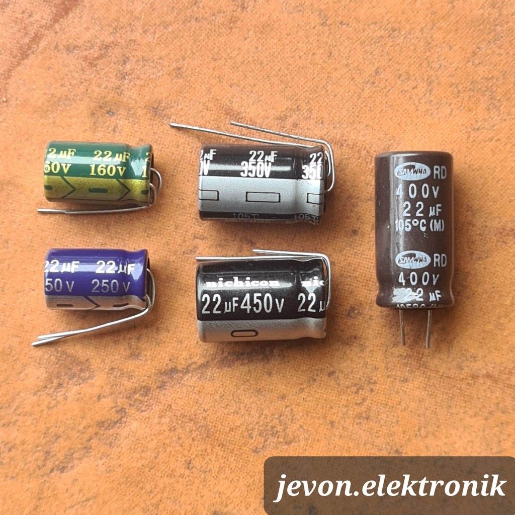 Capasitor Elco 22 uf 160 250 350 400 450 v volt kapasitor elko 22uf 160v 250v 350v 400v 450v