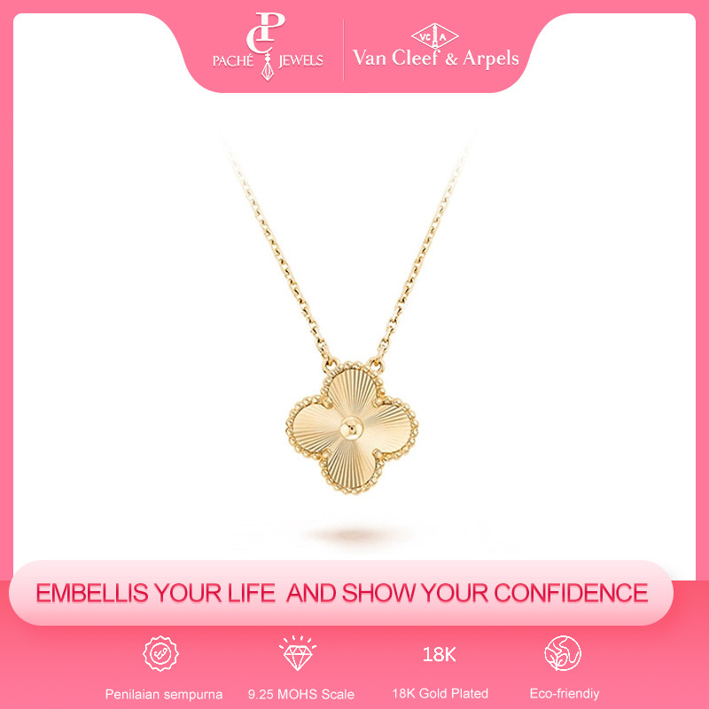 [100% Original]Van Cleef & Arpels Alhamdra Four Leaves Lucky Series Pendant,Kalung Wanita,Clover,Kal