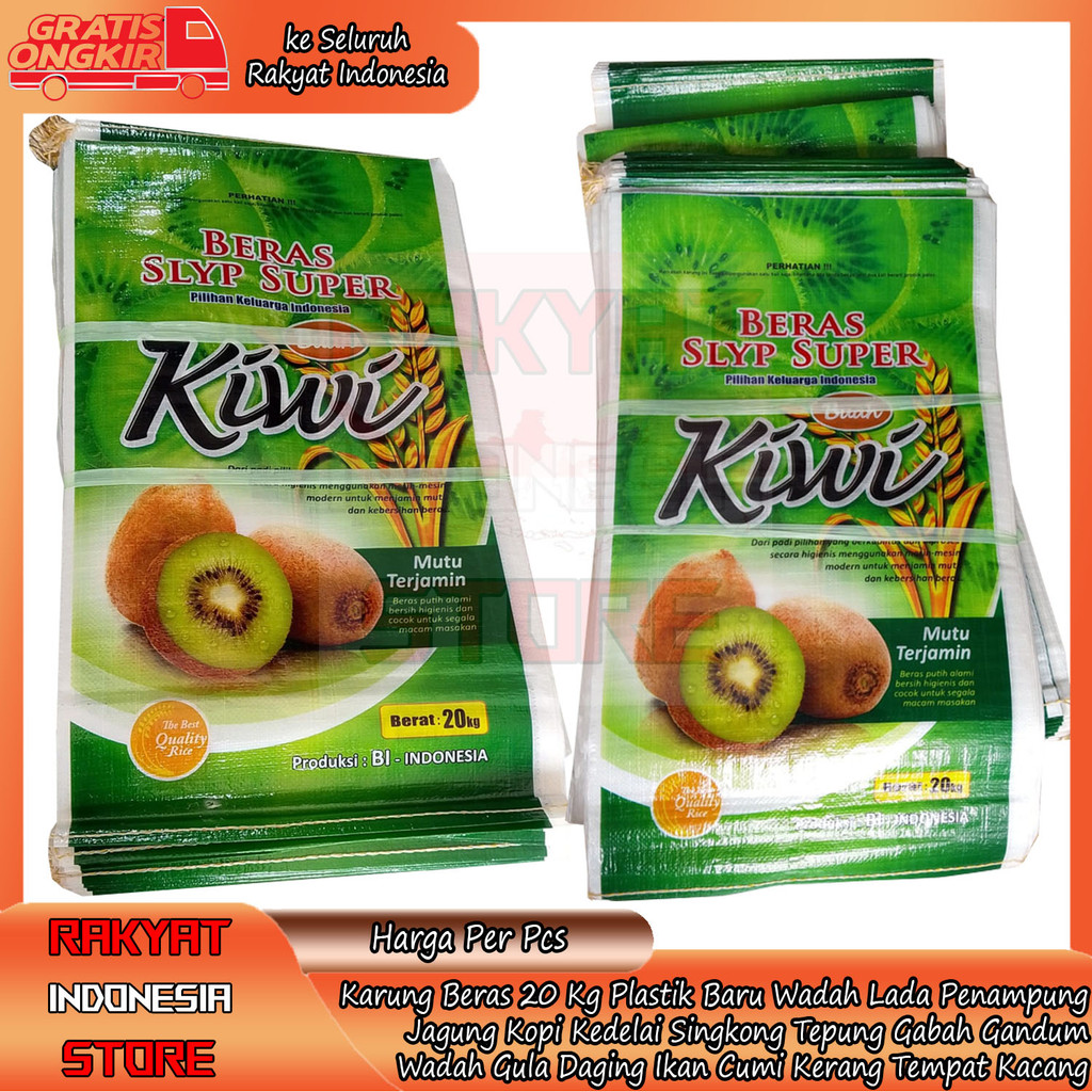 Karung Beras Penampung Jagung Kopi 20 Kg Plastik Baru Merek Random Wadah Tepung Gabah Gandum Gula Ga