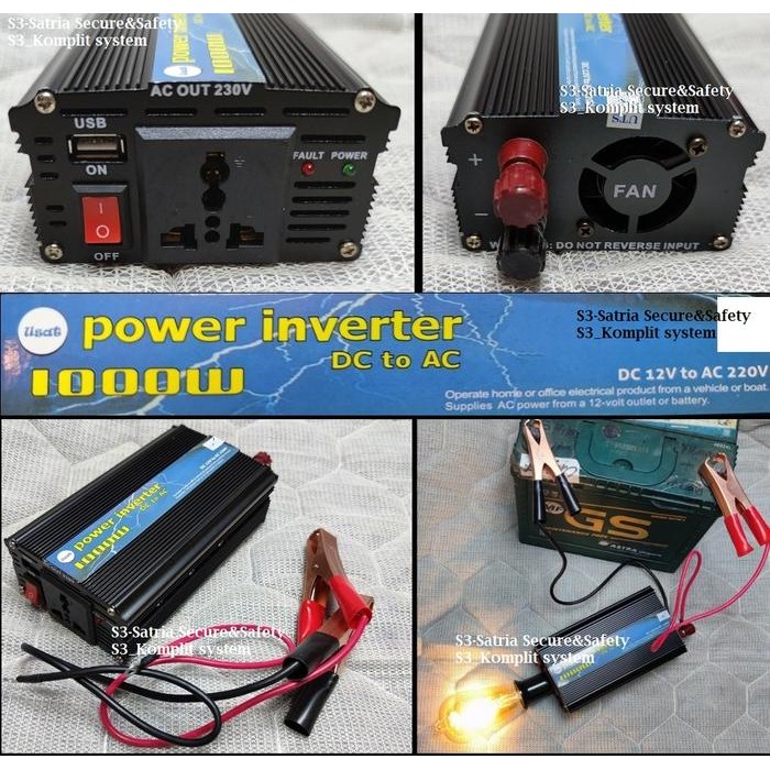Power Inverter 1000W 1000watt inveter1000 W watt dari AKI DC 12v ke AC electronic Parts Komponen Ele