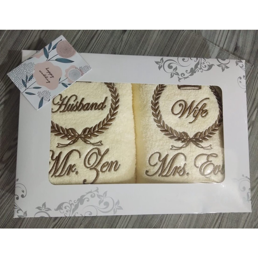 NIWASUMA Paket Handuk Couple Wedding Gratis Bordir  -Kado Handuk - Seserahan Handuk Couple