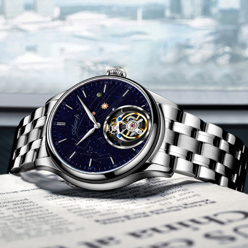 AESOP Original Flying Tourbillon Watches for Men Mechanical Skeleton Tourbillon Movement Fashion Wri