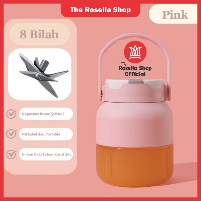 [DORFIC] [Rosella] Blender Portable Jus 8 Pisau Blender Buah 500ml Kapasitas Besar Juicer Baterai Ka