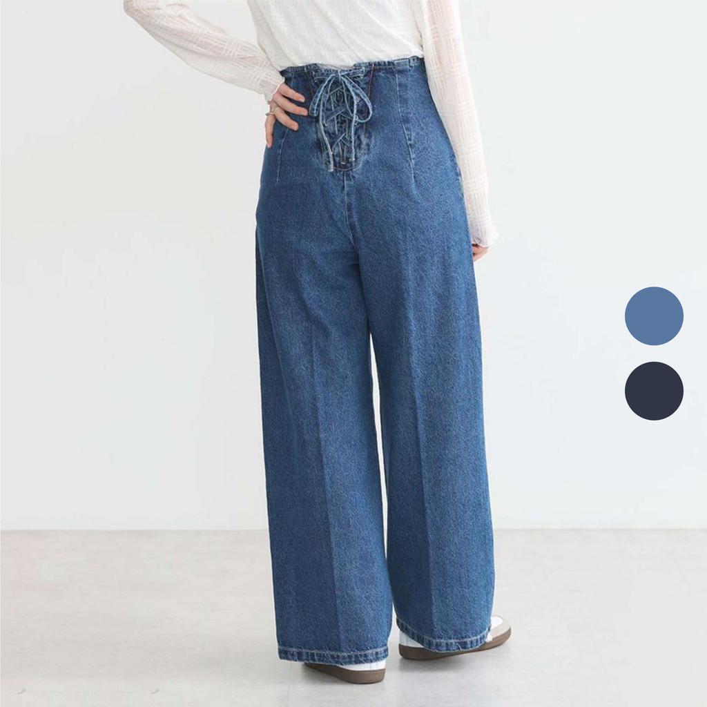 Celana Jeans Wanita - Bobo Tokyo - Namegata Lace Up Denim Pants