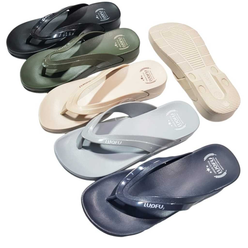 BLO Luofu Sandal Jepit Tebal Karet Wanita Import Empuk E7161-5WB (AB7)
