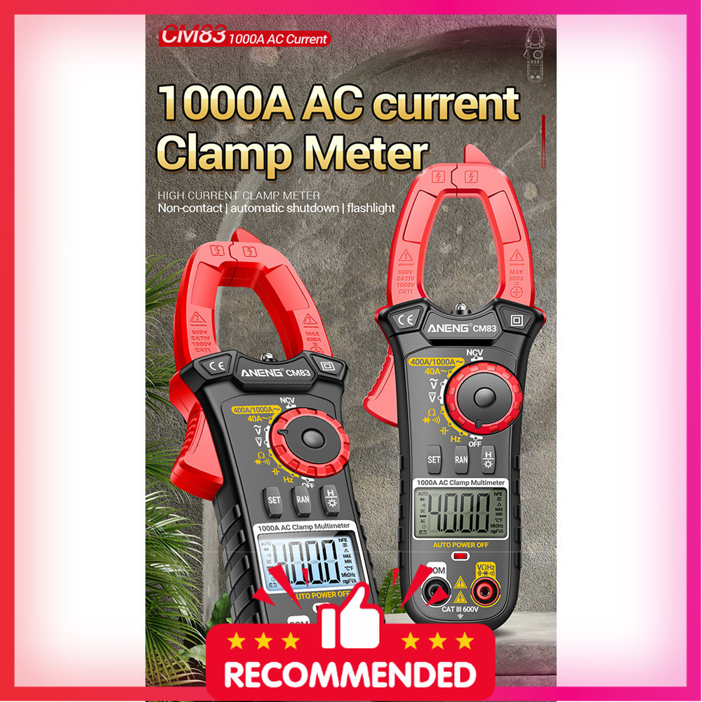 ANENG Clamp Meter Digital Multimeter Multitester LCD Flashlight 1000A - CM83