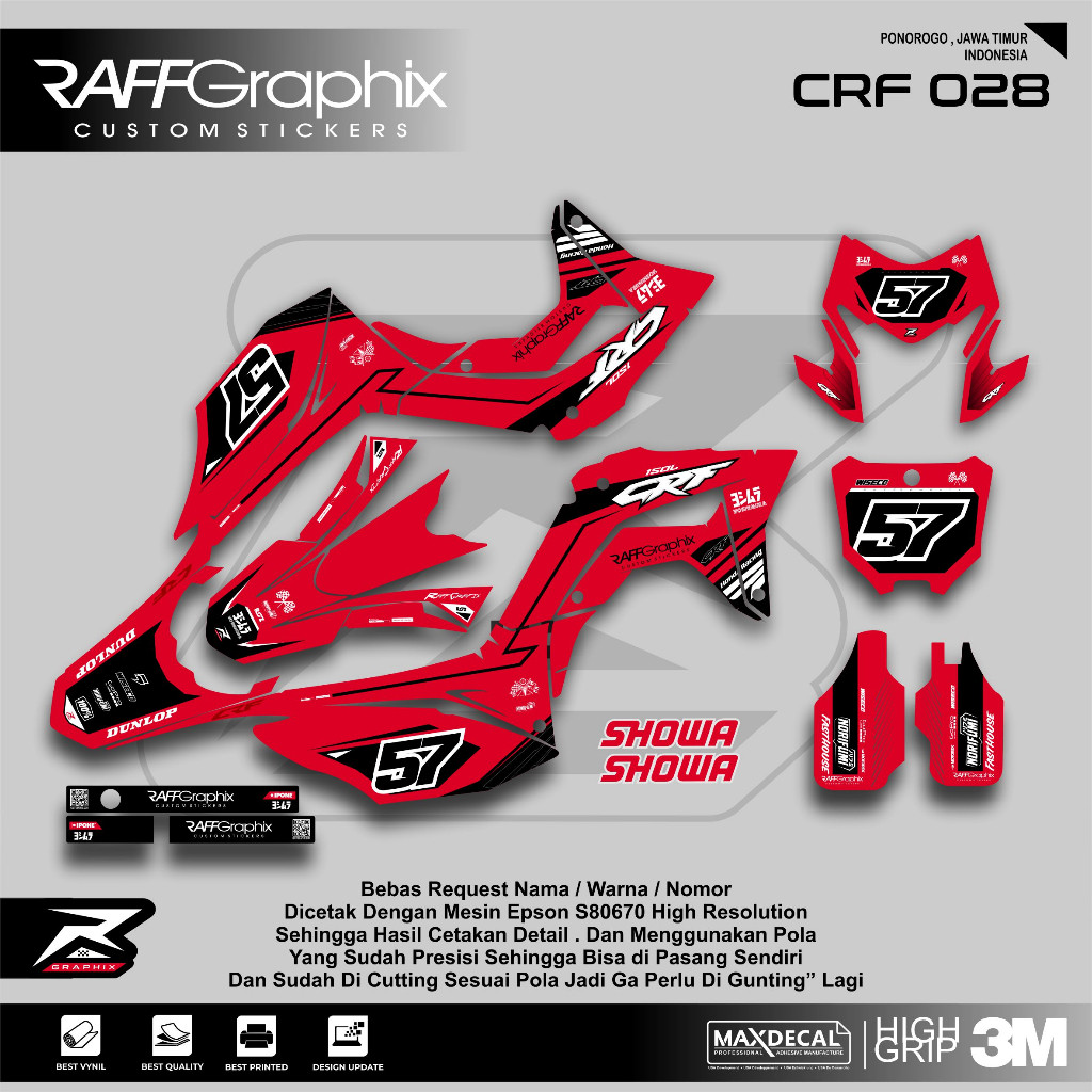 NEW DECAL CRF MERAH PUTIH /DECAL CUSTOM CRF 150 /DECAL CRF