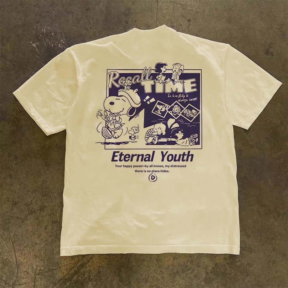 Korea Style T-shirt Oversize Biru Snoppy | Kaos Wanita Hitam | Kaos pria dan wanita