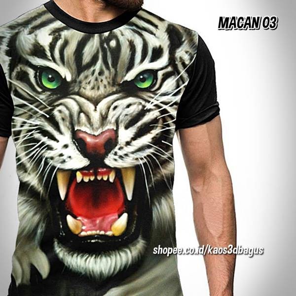 Baju Kaos HARIMAU PUTIH Maung Macan Tiger PUTIH Siliwangi Sunda Kujang ANIMAL Keren S-2XL
