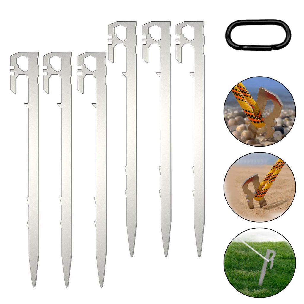 Set 6 Pcs Pasak Tenda Stainless 28cm Heavy Duty Paku Bumi Anti Karat Multifungsi Outdoor Camping