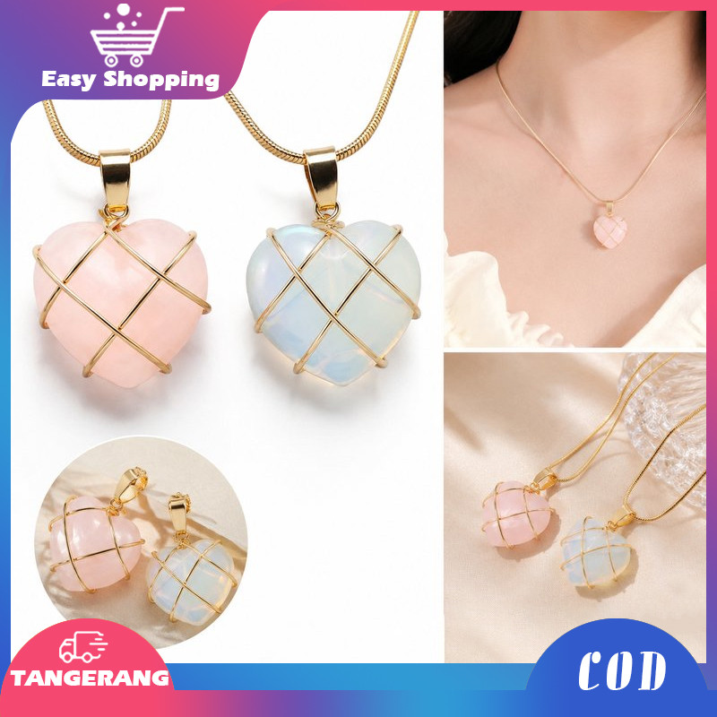 Kalung Heart Stone Barbie Diamond Castle Liontin Kristal Wanita Aksesoris Fashion Princess Love Batu