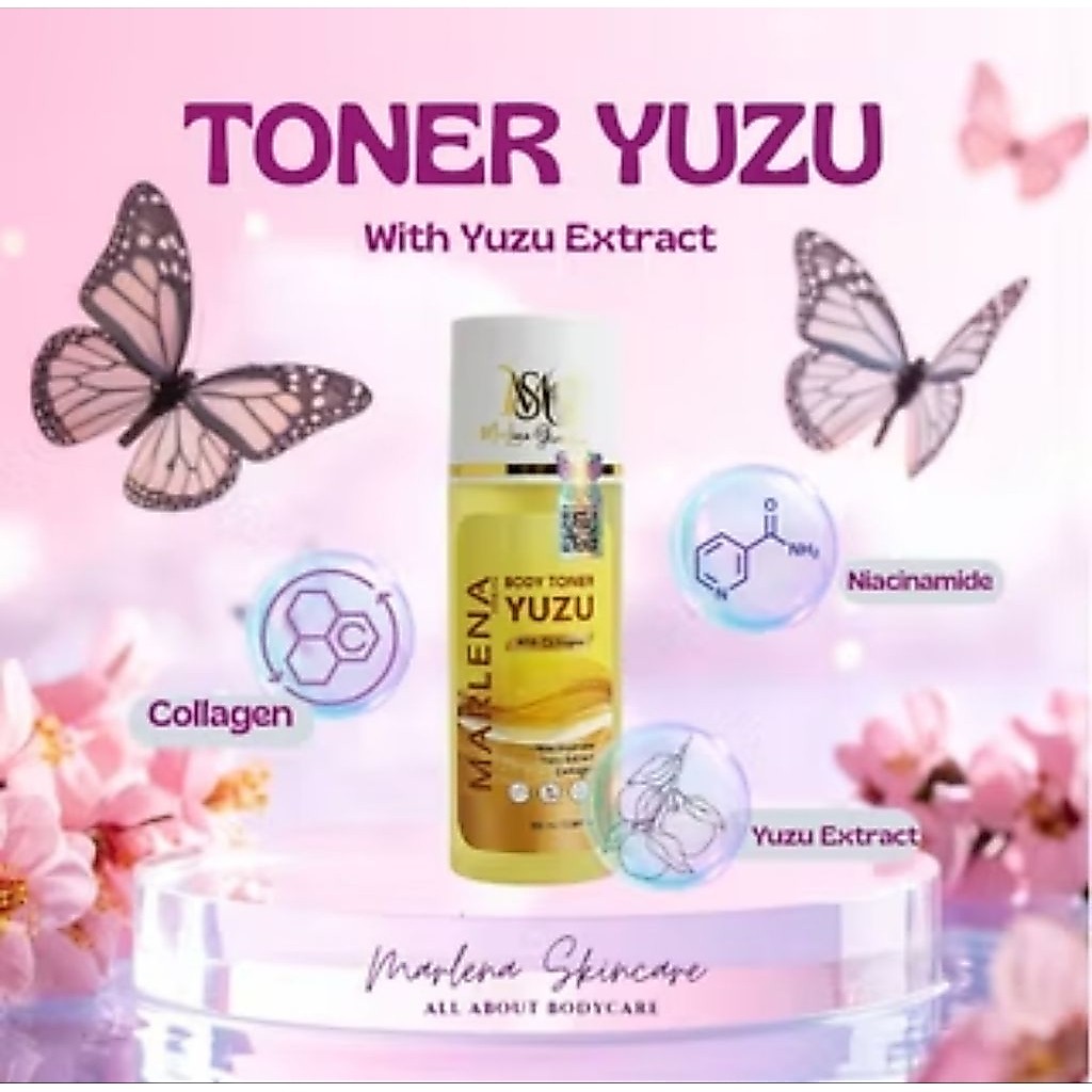 (gratis kapas)MARLENA YUZU PEMUTIH BADAN/BODY TONER YUZU Dengan Niacinamide,yuzu extract + collagen 