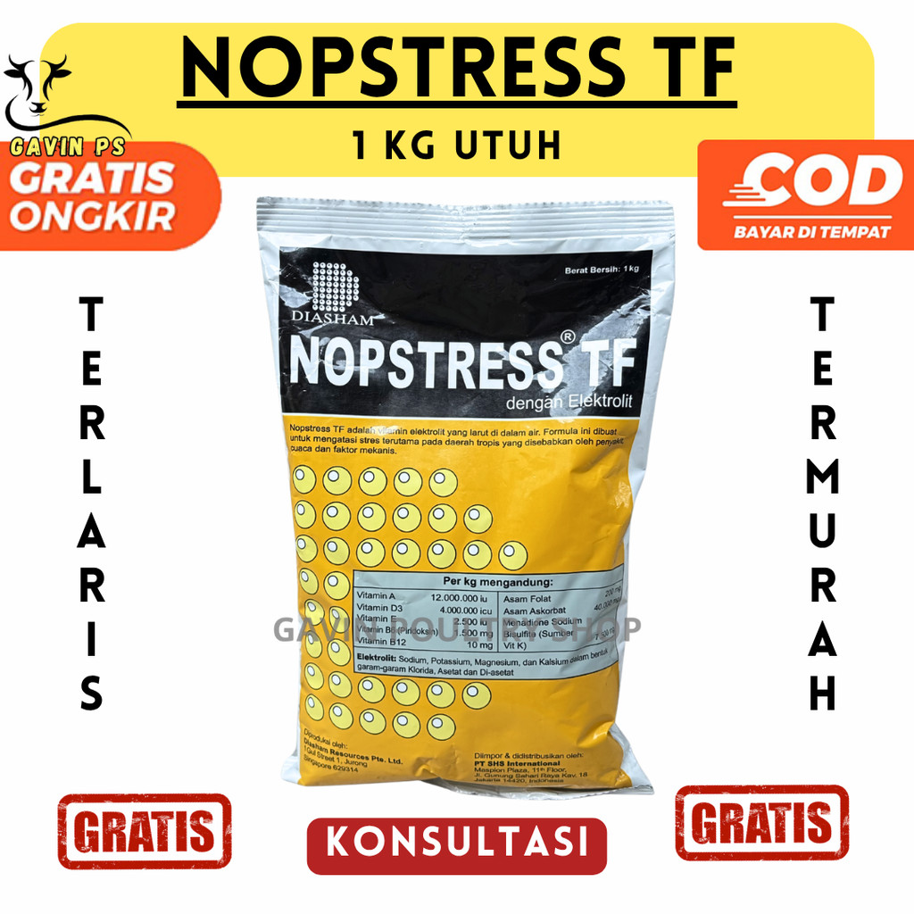 NOPSTRESS TF 1 KG -DIASHAM- Kuning Vitamin Elektrolit Untuk Hewan
