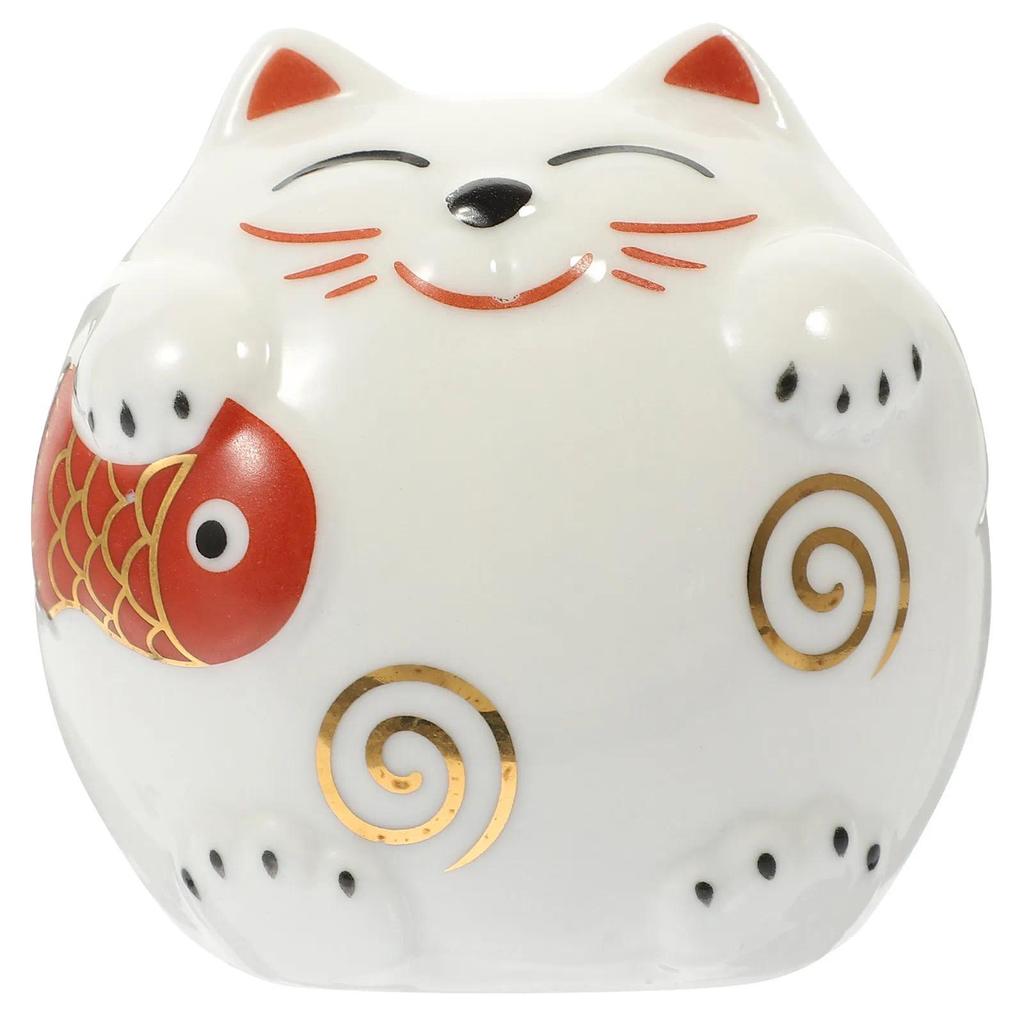 Cat Piggy Bank Ceramic Money Jar Tabletop Decorative Coin Saving Box for Home Decor Cute Cartoon Coi