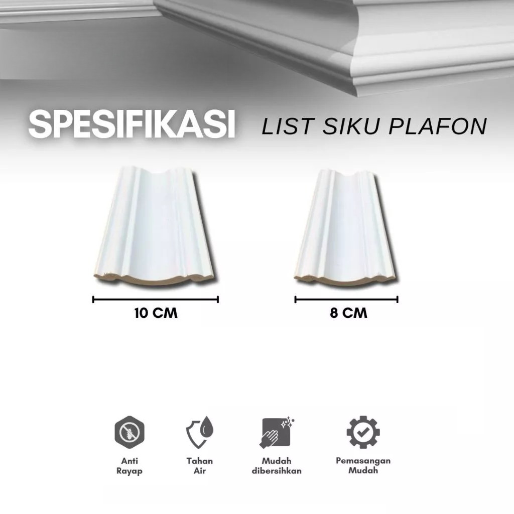 List Plafon PVC Dinding Ukuran 8cm List Sudut Plafon Model Elegan Tahan Lama
