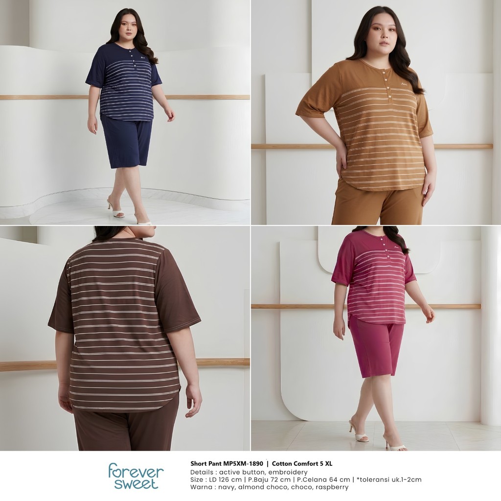 Oneset Setelan Jumbo Pendek  5XL Forever Sweet