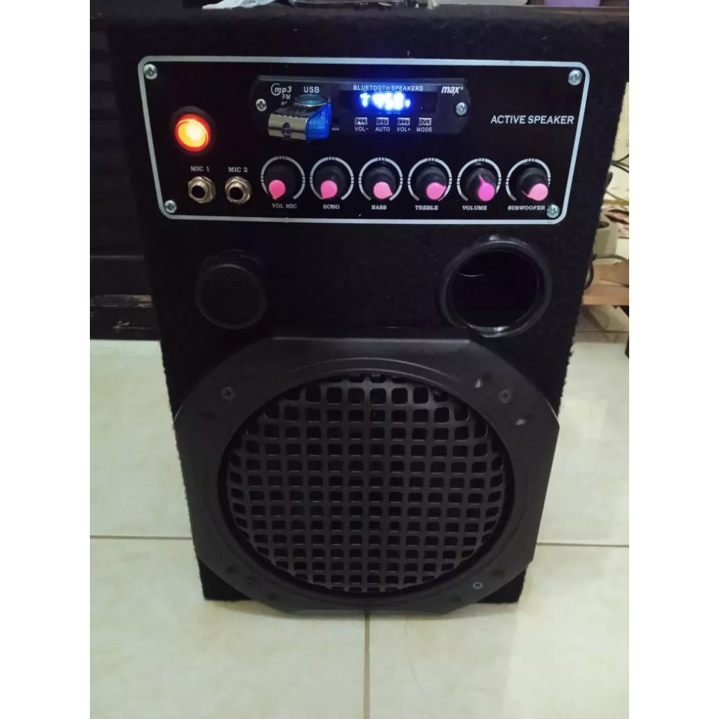Speaker Aktif Bluetooth Super Bass Mic Echo Rakitan 8 Inch Combo 5A output pasif stereo Speaker Ampl