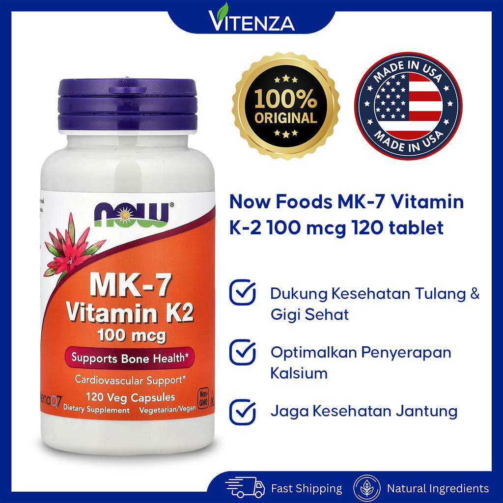 NOW Foods Vitamin K2 MK-7 100 mcg 120 Tablets - Vitamin K2 MK7 Original