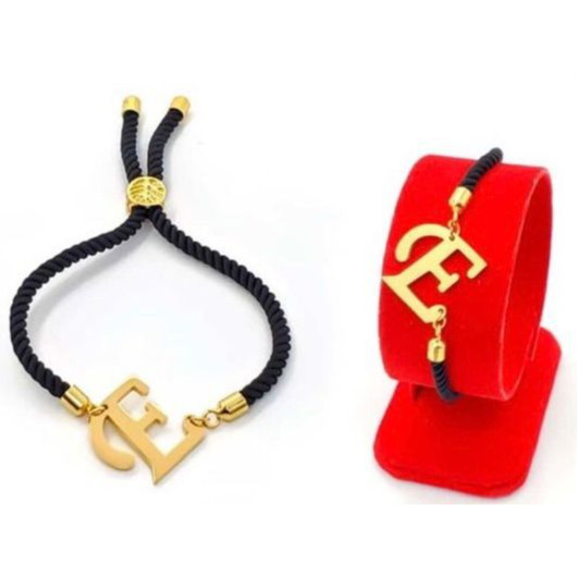 COD Gelang tali Serut Wanita Korea Inisial Nama Huruf latin Berlapis Emas Anti Karat