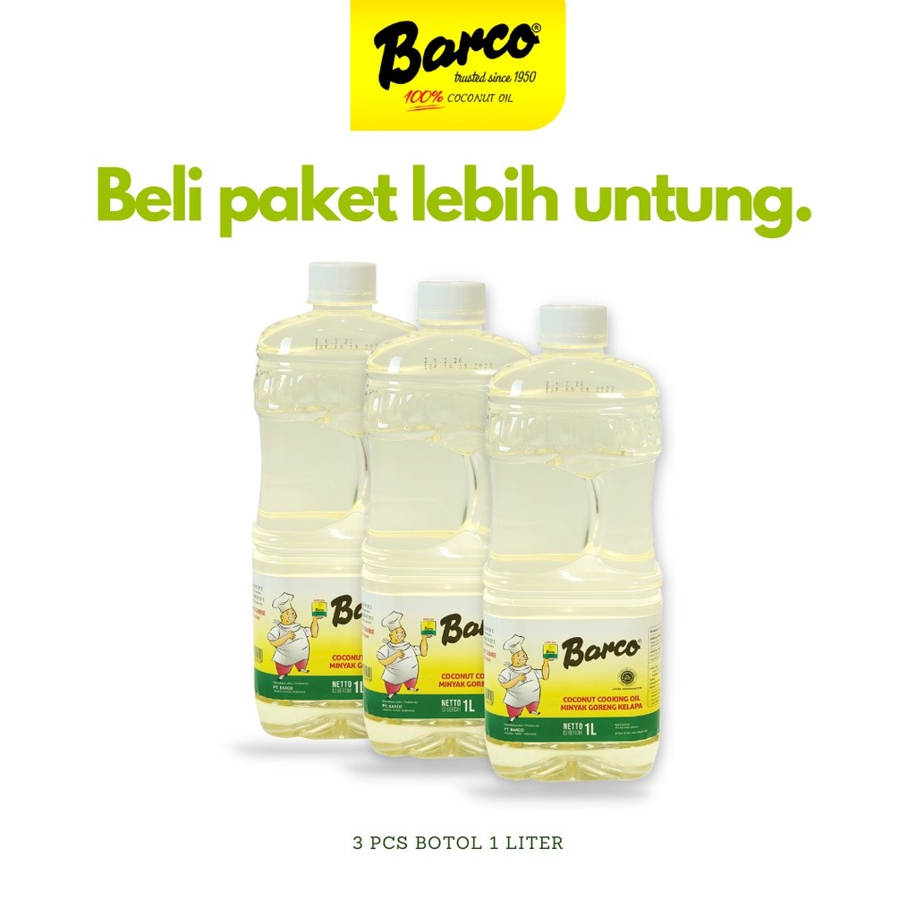 

Promo!! Botol 1 ltr (3 Pcs) Minyak Goreng Kelapa "Barco