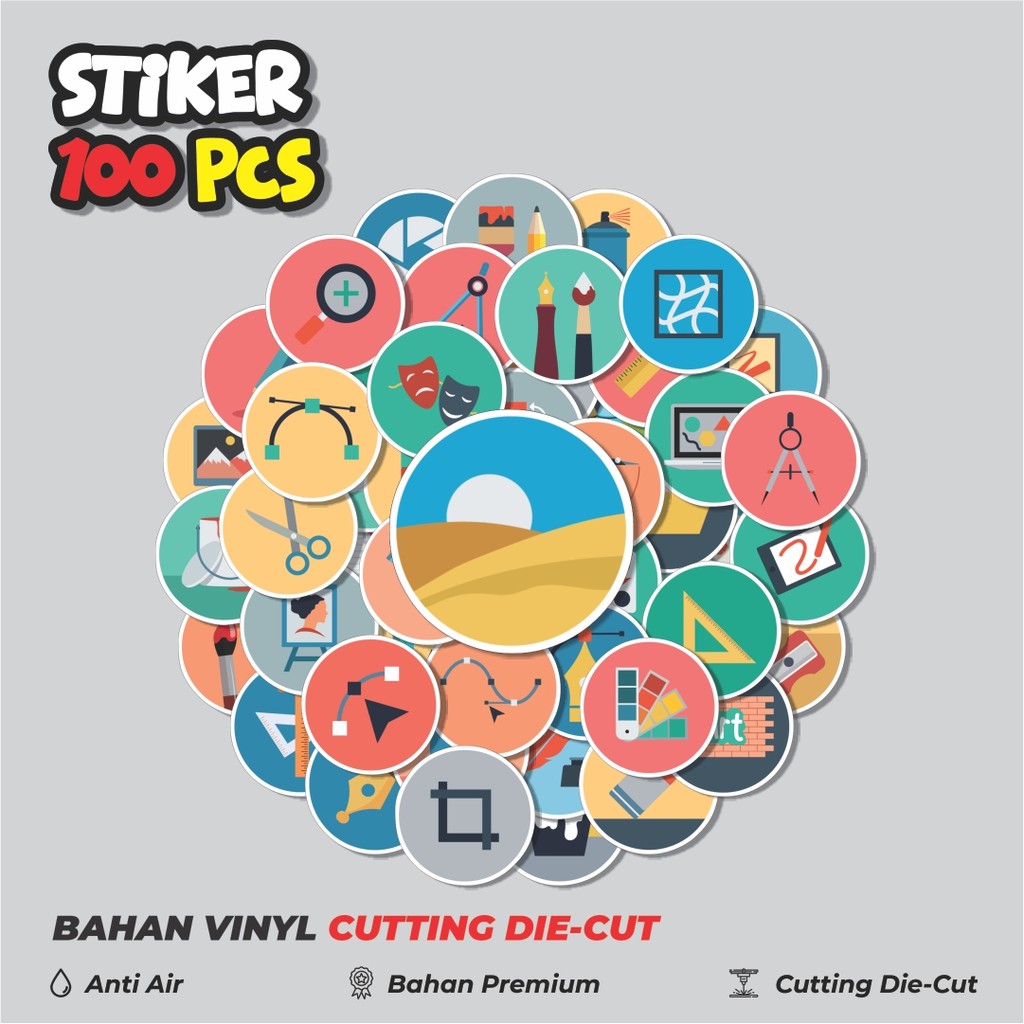 

Terbaru! 50 pcs Stiker Design Flat Icons Dekorasi Lucu Kreatif untuk Notebook, Skateboard, HP