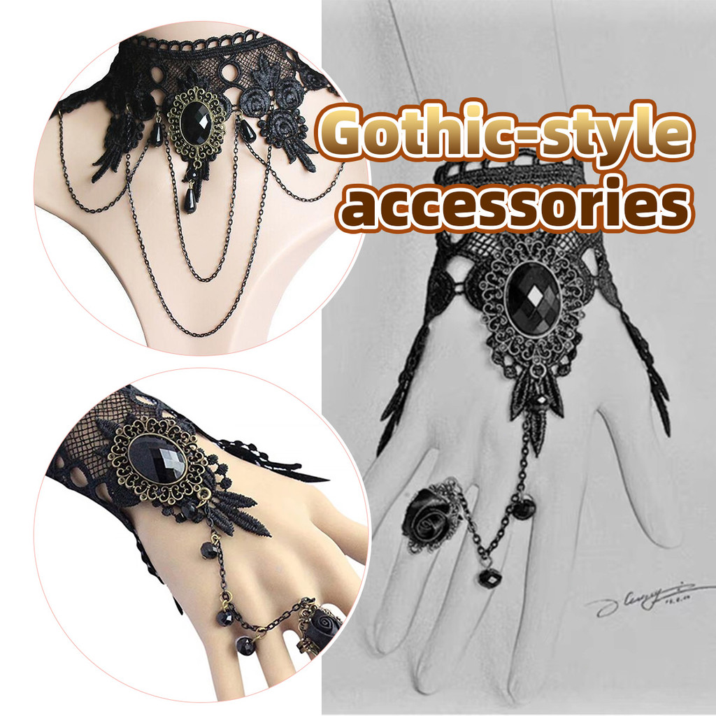 "kalung coker Kain Lace Necklace Gothic wanita bahan lace renda hitam Retro Gothic Punk Style Neckla
