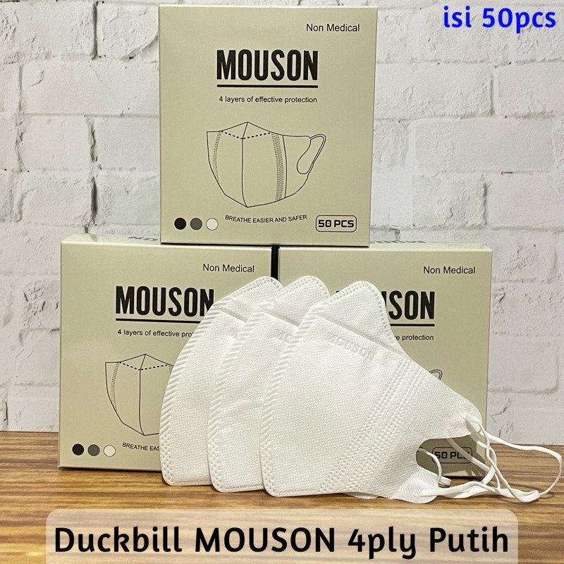 [17-AN] Duckbill Mouson Alkindo Embos Garis 4 ply Mix Warna Hitam Putih Abu  White Black Grey Terbar
