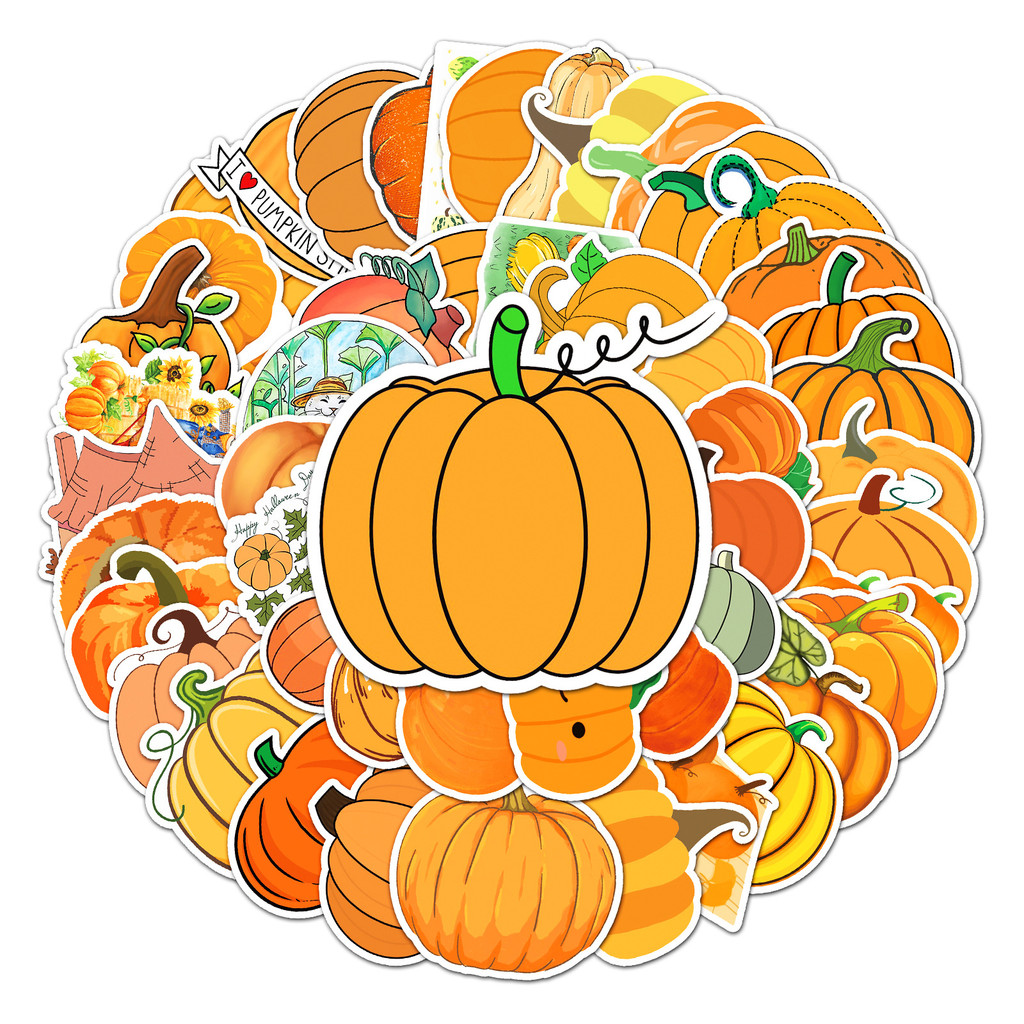 

10/30/50pcs Cartoon Pumpkin Stickers Creative Trend Orange Scooter Luggage Computer Tablet Decoration Graffiti Decals Sticker F5