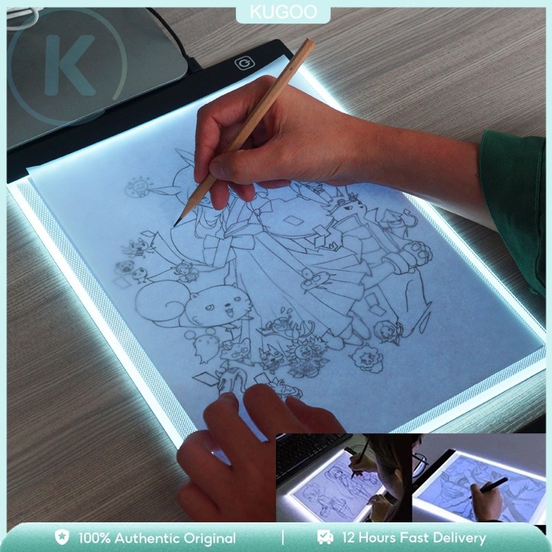 

KUGOO A3/A4 LED Drawing Tracing Board Drawing Tracing Trace Board Stensil Board Papan Jiplak Gambar Anak Dewasa Copy Board Papan LED Light Pad Ultra Slim Membuat Sketsa Menelusuri Bantalan Lampu LED